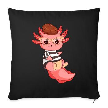 Beatnik Kawaii Axolotl Drôle de Sala Mexicaine - Housse de coussin décorative 45 x 45 cm - noir - Devant