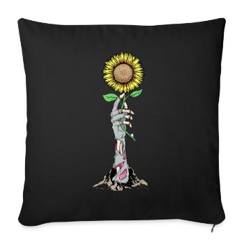 Zombiecore Aesthetic Skeleton Hand Sunflower - Sofa pillowcase 17,3'' x 17,3'' (45 x 45 cm) - black - Front