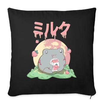 Zombiecore Aesthetic Kawaii Frog Strawberry Milk - Sofa pillowcase 17,3'' x 17,3'' (45 x 45 cm) - black - Front