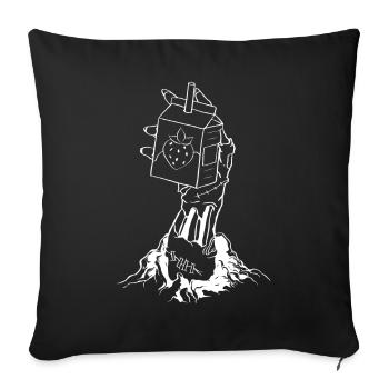 Zombiecore Ästhetisches Skelett Hand Erdbeermilch - Sofakissenbezug 45 x 45 cm - Schwarz - Vorne