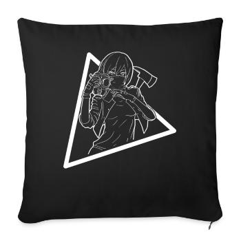 Zombiecore Aesthetic Anime Girl Mask - Sofa pillowcase 17,3'' x 17,3'' (45 x 45 cm) - black - Front