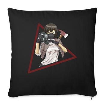 Zombiecore Aesthetic Anime Girl Mask - Sofa pillowcase 17,3'' x 17,3'' (45 x 45 cm) - black - Front