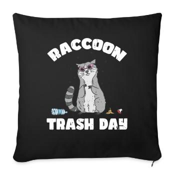 Raccoon Trash Day Drôle d’éboueur Panda - Housse de coussin décorative 45 x 45 cm - noir - Devant