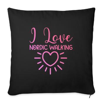 J’adore la marche nordique - Housse de coussin décorative 45 x 45 cm - noir - Devant
