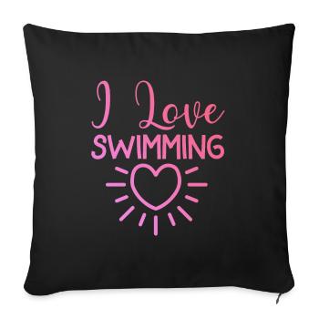 J’adore nager - Housse de coussin décorative 45 x 45 cm - noir - Devant