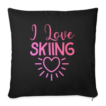 I love skiing - Sofa pillowcase 17,3'' x 17,3'' (45 x 45 cm) - black - Front