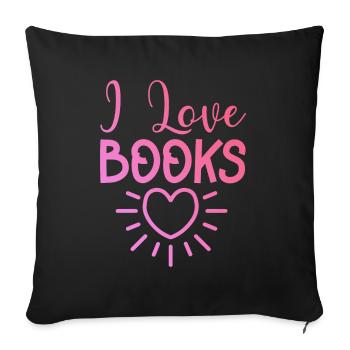 J’adore les livres - Housse de coussin décorative 45 x 45 cm - noir - Devant