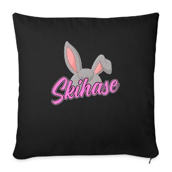 Skifahrer Skihase Ski - Sofakissenbezug 45 x 45 cm - Schwarz - Vorne