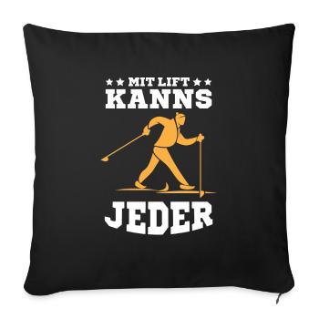 Langläufer Biathlon Skilangläufer - Sofakissenbezug 45 x 45 cm - Schwarz - Vorne