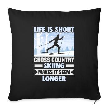 Skieurs de fond biathlon de fond - Housse de coussin décorative 45 x 45 cm - noir - Devant