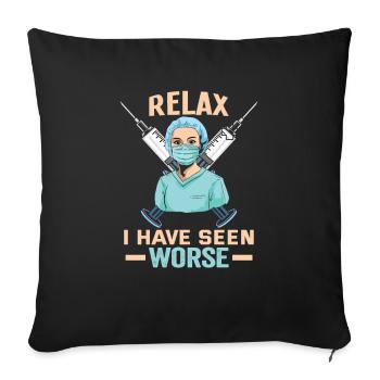 Infirmière Relax J’ai vu pire infirmière - Housse de coussin décorative 45 x 45 cm - noir - Devant