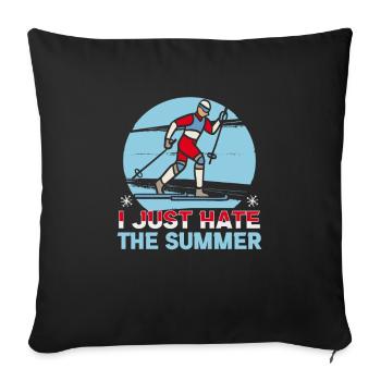 Skieurs de fond biathlon de fond - Housse de coussin décorative 45 x 45 cm - noir - Devant