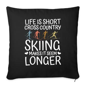 Skieurs de fond biathlon de fond - Housse de coussin décorative 45 x 45 cm - noir - Devant
