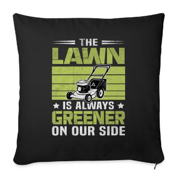 Pelouse plus verte de notre côté - Tondeuse à fraiser poussée - Housse de coussin décorative 45 x 45 cm - noir - Devant