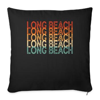 Long Beach Kalifornien - Sofakissenbezug 45 x 45 cm - Schwarz - Vorne