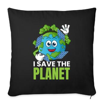 I Save The Planet Solar Photovoltaics - Sofa pillowcase 17,3'' x 17,3'' (45 x 45 cm) - black - Front