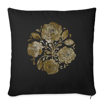 Baroque Esthétique Rose Artwork Rétro Vintage - Housse de coussin décorative 45 x 45 cm - noir - Devant