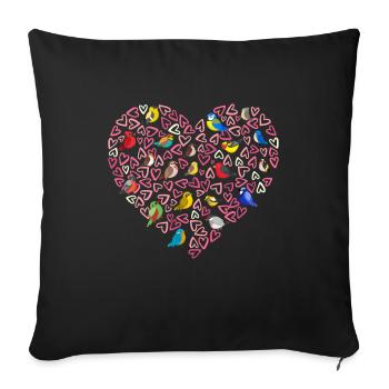 Papagei Herz Kinder Vogel Haustier - Sofakissenbezug 45 x 45 cm - Schwarz - Vorne