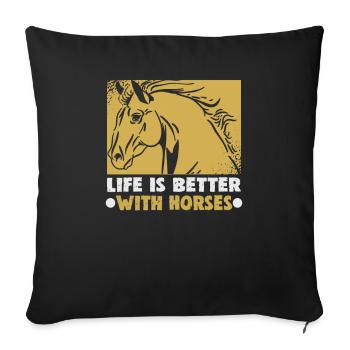 Design équestre et équestre pour les amoureux des chevaux - Housse de coussin décorative 45 x 45 cm - noir - Devant