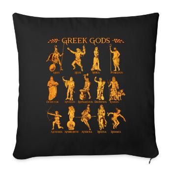 Dieux de la mythologie grecque - Housse de coussin décorative 45 x 45 cm - noir - Devant