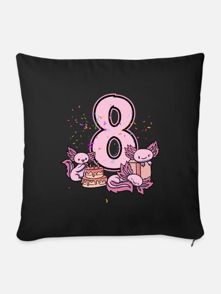 8. Geburtstag Axolotl - Sofakissenbezug 45 x 45 cm - Schwarz