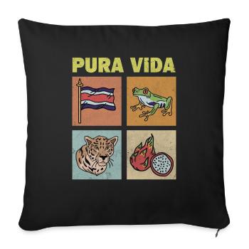Pura Vida Costa Rica FlagTropical Frog - Housse de coussin décorative 45 x 45 cm - noir - Devant