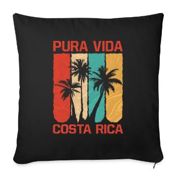 Pura Vida Costa Rica Vintage Souvenir de Voyage - Housse de coussin décorative 45 x 45 cm - noir - Devant