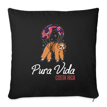 Pura Vida Costa Rica Sloth Parachute Vol - Housse de coussin décorative 45 x 45 cm - noir - Devant