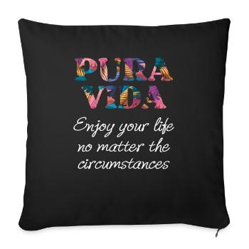 Pura Vida Coloré Costa Rica Dicton - Housse de coussin décorative 45 x 45 cm - noir - Devant
