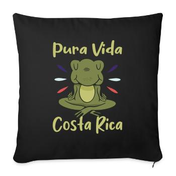 Pura Vida Costa Rica Frog Yoga Namste Cadeau - Housse de coussin décorative 45 x 45 cm - noir - Devant
