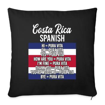Pure Vida signifie vie simple - Costa Rica Country - Housse de coussin décorative 45 x 45 cm - noir - Devant