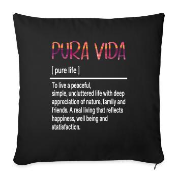 Pura Vida Définition Bonheur & Vie Simple - Housse de coussin décorative 45 x 45 cm - noir - Devant