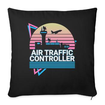 Air Traffic Controller ATC Flight Control Retro - Sofa pillowcase 17,3'' x 17,3'' (45 x 45 cm) - black - Front
