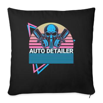 Détaillant automatique Détail automatique Détails automatiques Rétro - Housse de coussin décorative 45 x 45 cm - noir - Devant