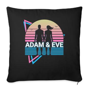 Adam and Eve Christianity Retro - Sofa pillowcase 17,3'' x 17,3'' (45 x 45 cm) - black - Front