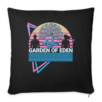 Jardin d’Eden Adam et Eve Christian - Housse de coussin décorative 45 x 45 cm - noir - Devant