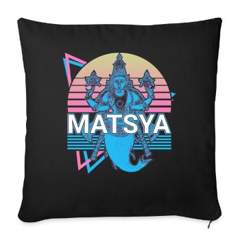Matsya Mythologie Hindoue Rétro - Housse de coussin décorative 45 x 45 cm - noir - Devant