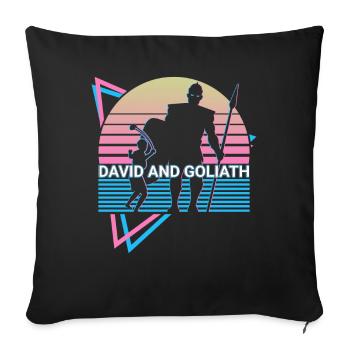 David and Goliath Christianity Retro - Sofa pillowcase 17,3'' x 17,3'' (45 x 45 cm) - black - Front