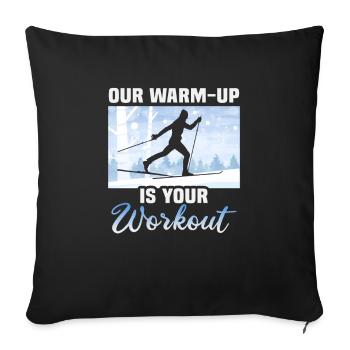 Skieurs de fond biathlon de fond - Housse de coussin décorative 45 x 45 cm - noir - Devant