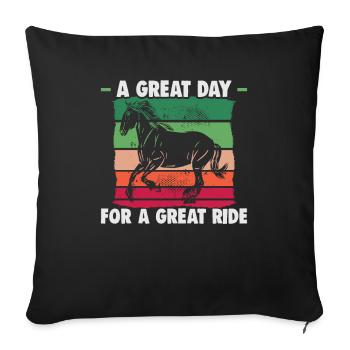 Design équestre et équestre pour les amoureux des chevaux - Housse de coussin décorative 45 x 45 cm - noir - Devant