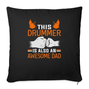 Batteur Professeur de musique de la fête des pères - Housse de coussin décorative 45 x 45 cm - noir - Devant