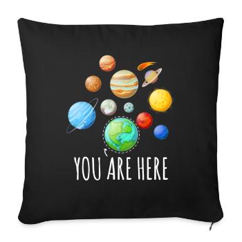 Vous êtes ici Planète Astronaute Espace - Housse de coussin décorative 45 x 45 cm - noir - Devant