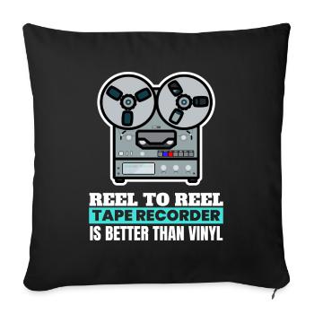 Reel To Reel Magnétophone Tonbandgerät - Housse de coussin décorative 45 x 45 cm - noir - Devant