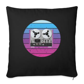 Magnétophone rétro Tonbandgerät - Housse de coussin décorative 45 x 45 cm - noir - Devant