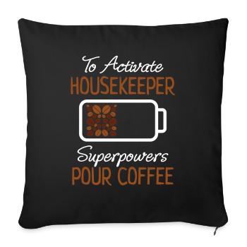 Femme de ménage Amateur de café Nettoyage Cadeau de café - Housse de coussin décorative 45 x 45 cm - noir - Devant