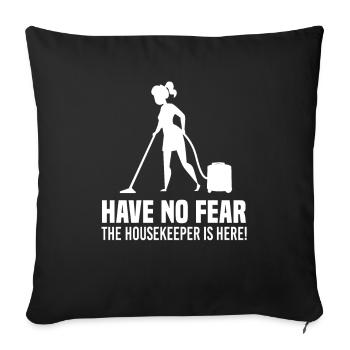 Femme de ménage Fée du nettoyage Aide domestique Nettoyeur - Housse de coussin décorative 45 x 45 cm - noir - Devant