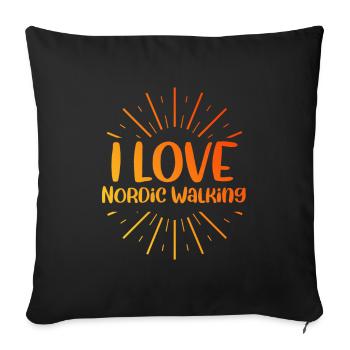 J’adore la marche nordique - Housse de coussin décorative 45 x 45 cm - noir - Devant