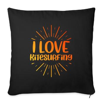J’adore le kitesurf - Housse de coussin décorative 45 x 45 cm - noir - Devant