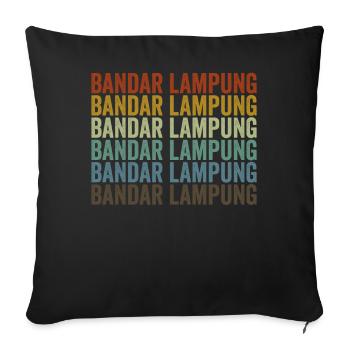 Bandar Lampung Indonésie Rétro Vintage - Housse de coussin décorative 45 x 45 cm - noir - Devant
