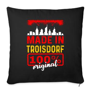 Made In Troisdorf 100% Original - Sofakissenbezug 45 x 45 cm - Schwarz - Vorne